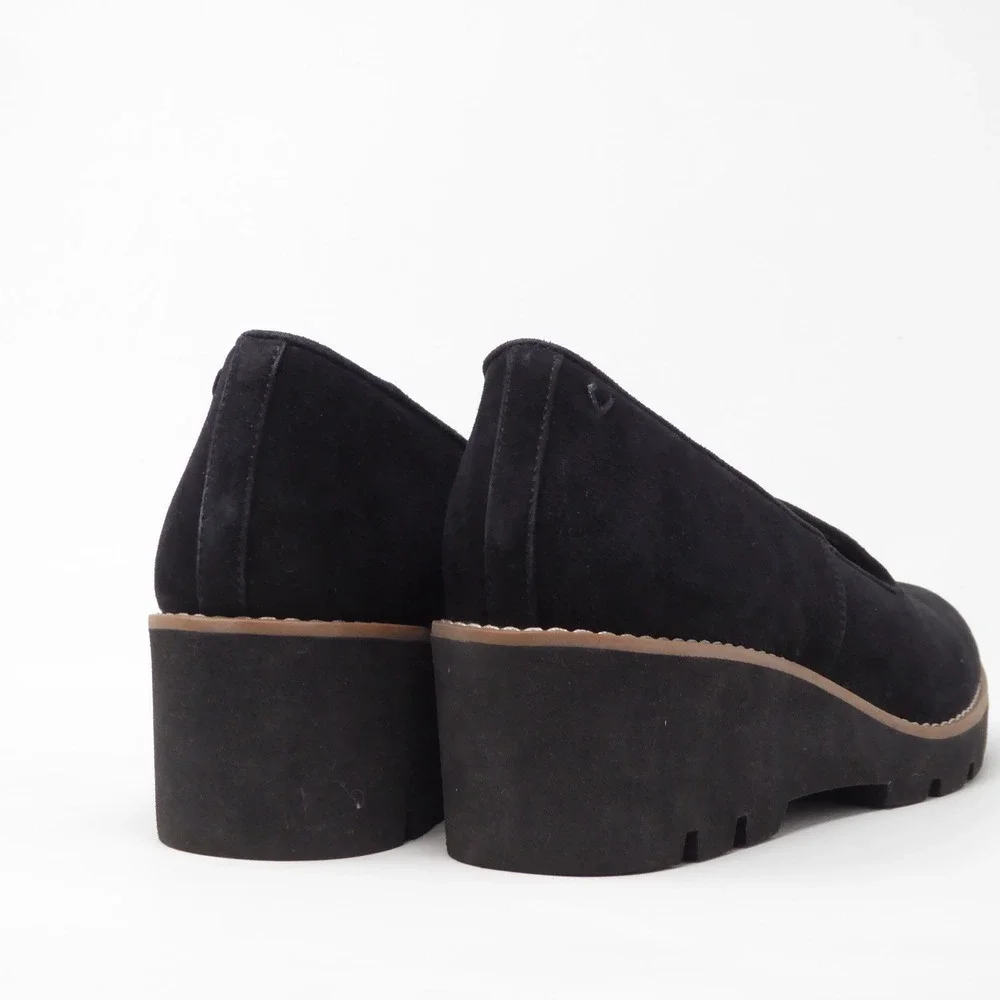 Vionic Women Willa Wedge Black Suede Loafer Shoes 8